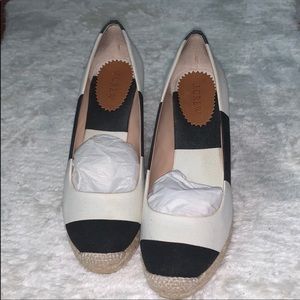 Shoes Black and white stripe jcrew wedges